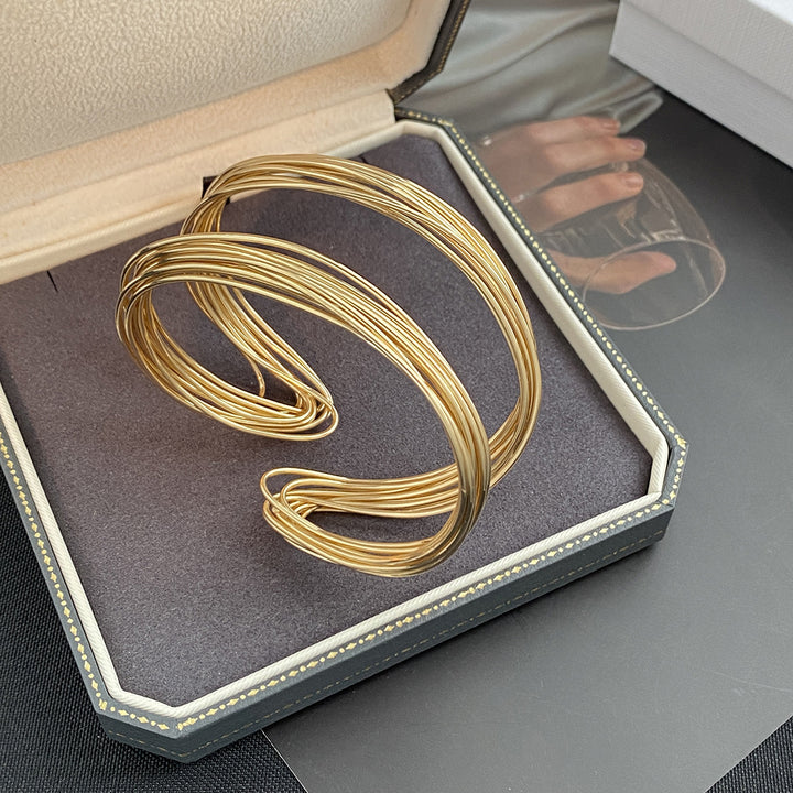 Geometric Line Open Cuff Bangle Bold Minimalist Luxury Statement Jewelry for Women