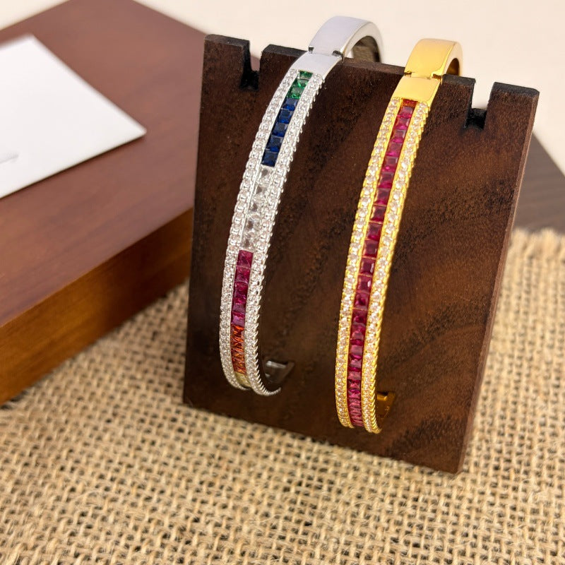 Colorful Diamond-Encrusted Bracelet