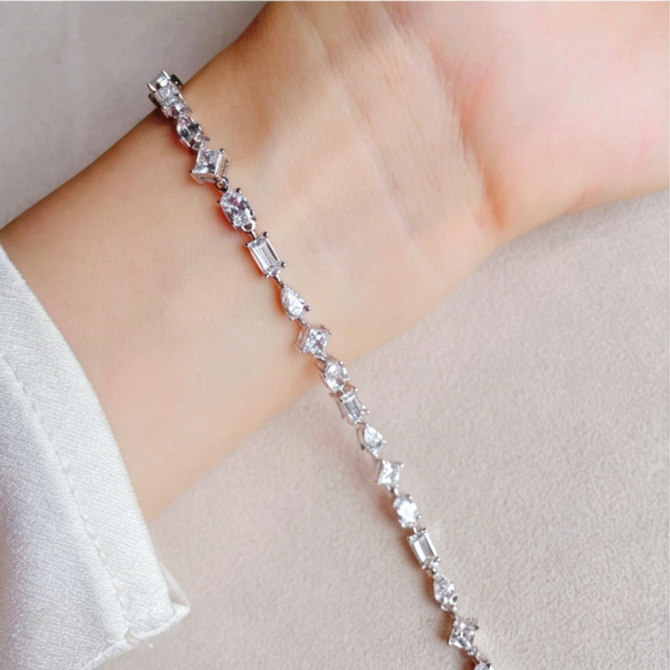 Minimalist Mixed-Cut Diamond Tennis Bracelet