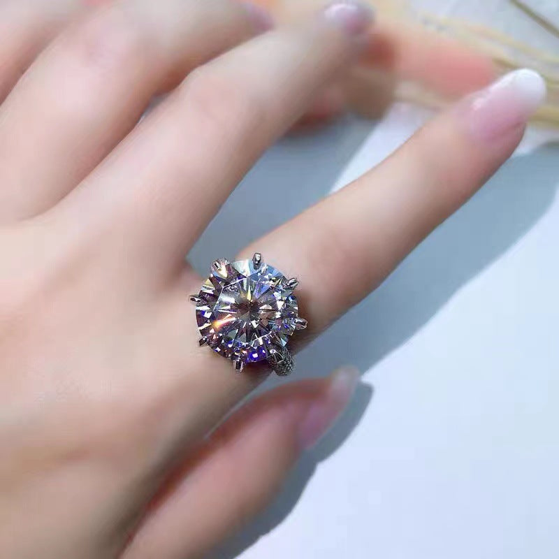 Round Brilliant Cut Solitaire Diamond Ring 925 Sterling Silver Luxury Engagement Ring