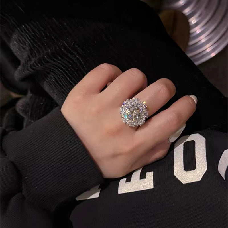 Round Brilliant Cut Diamond Sunburst Ring