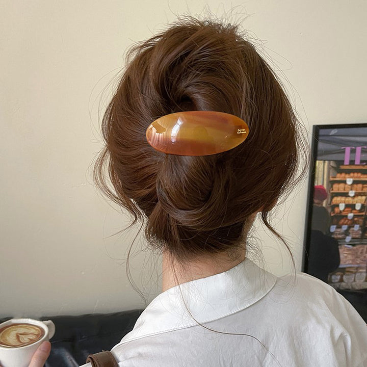 Oval Acetate Hair Clip French Style Glossy Hair Barrette
