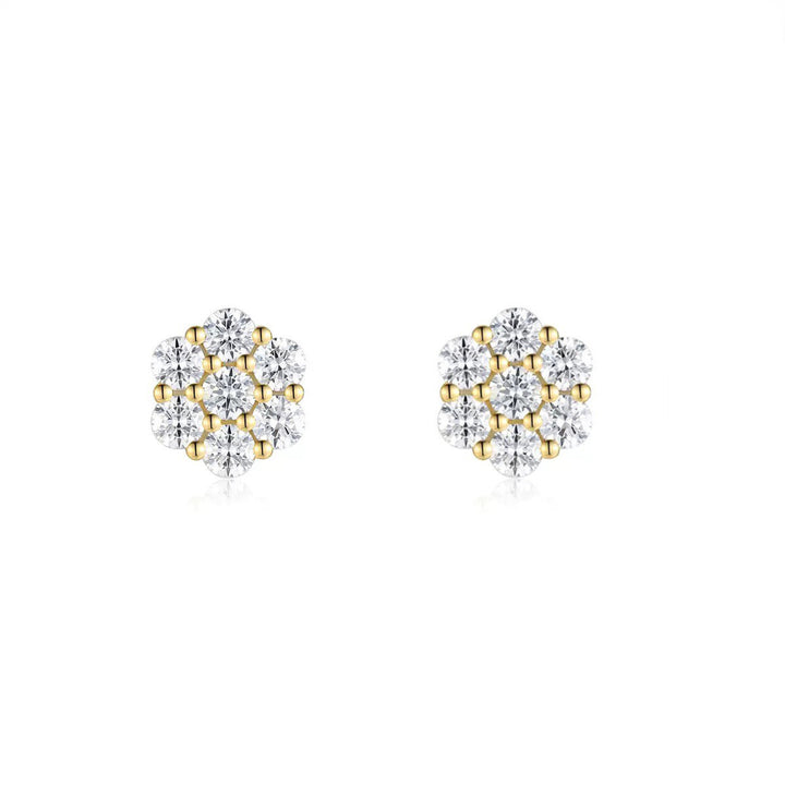 Minimalist Flower Cluster Diamond Stud Earrings S925 Sterling Silver Post Jewelry
