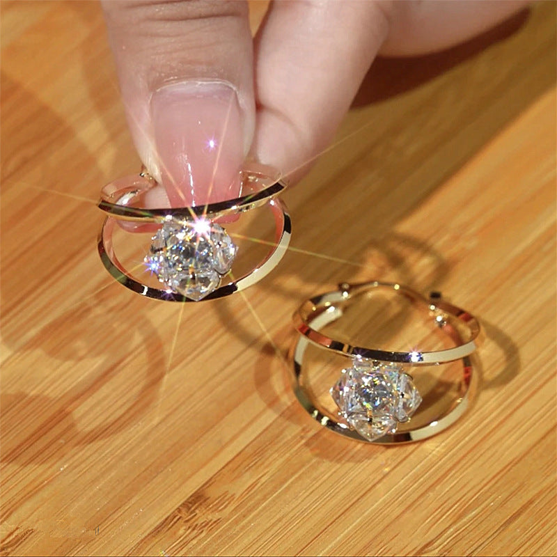 S925 Sterling Silver Double Layer Hoop Diamond Drop Earrings