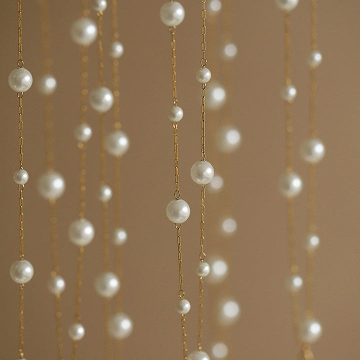 Double Layer Floating Pearl Choker Necklace S925 Sterling Silver