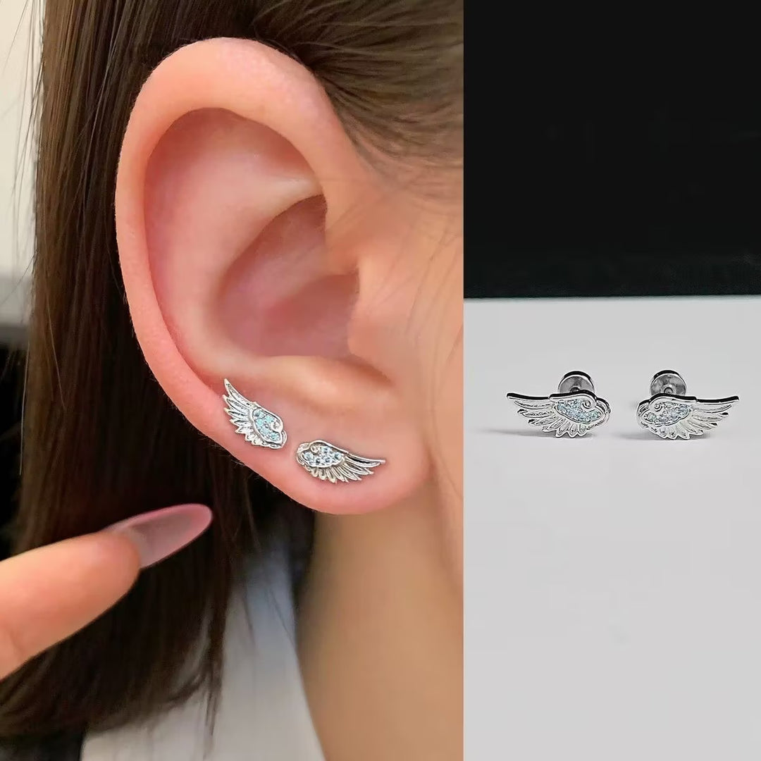 Wing Stud Earrings with Sterling Silver Post