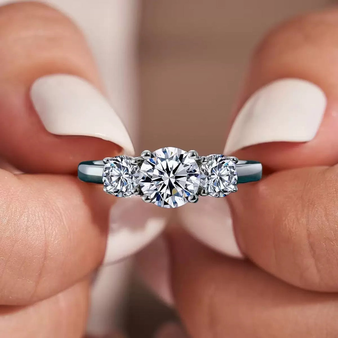 Minimalist Three-Stone Diamond Ring