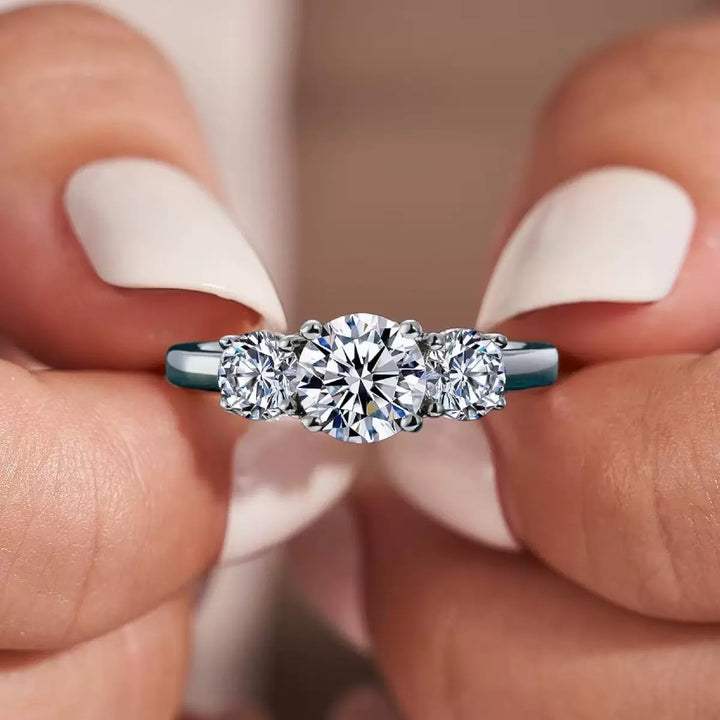 Minimalist Three-Stone Diamond Ring