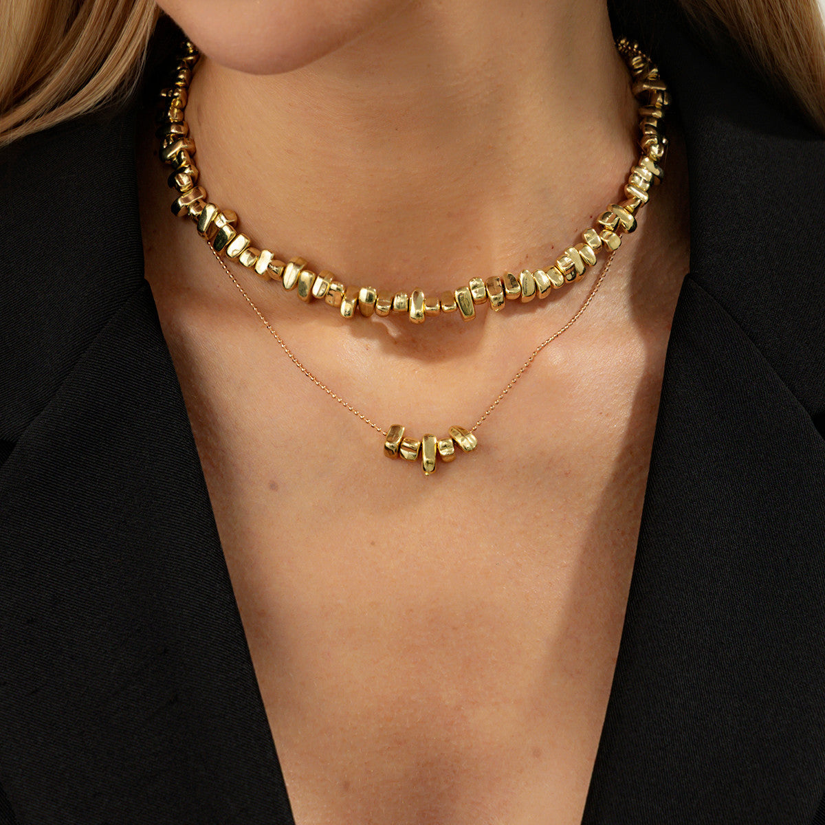 Sun Layered Necklace Titanium Steel Gold Statement Jewelry
