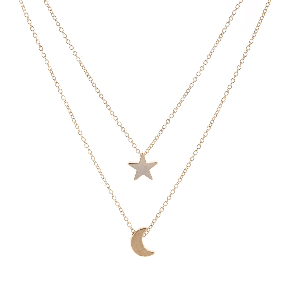 Minimalist Star & Moon Layered Necklace