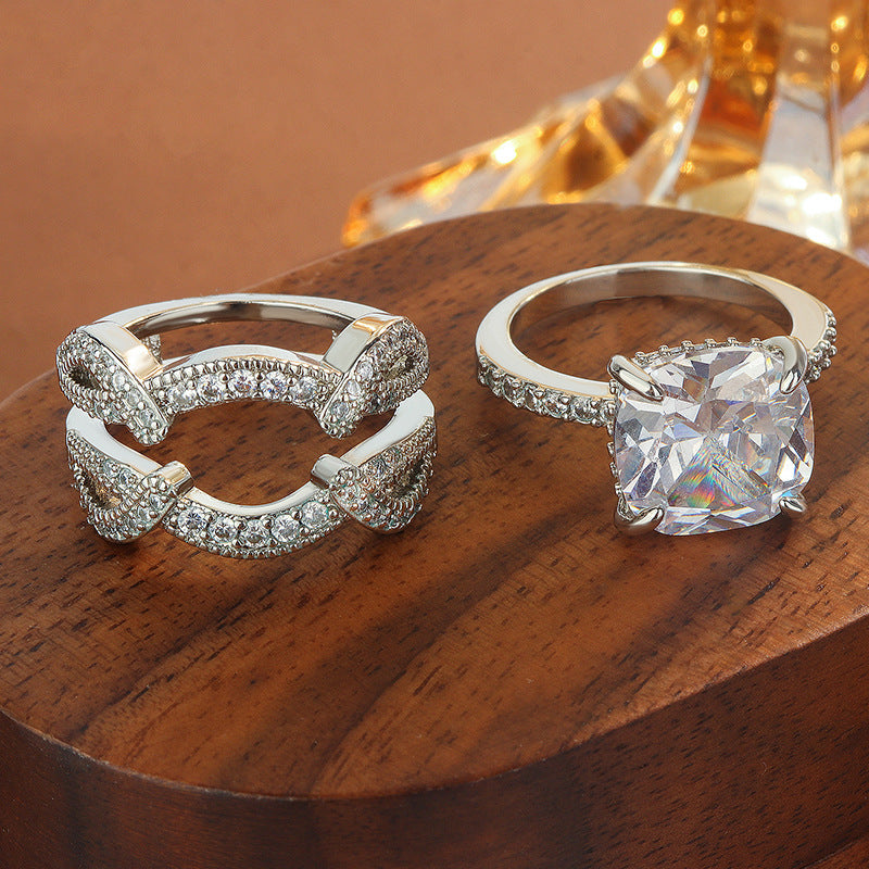 Cushion Cut Diamond Bridal Ring Set