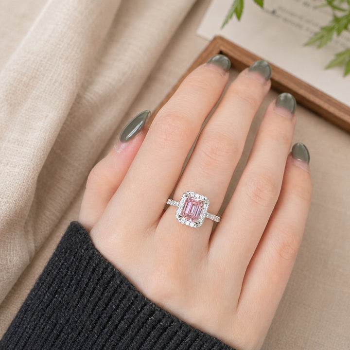 Minimalist Emerald-Cut Halo Ring