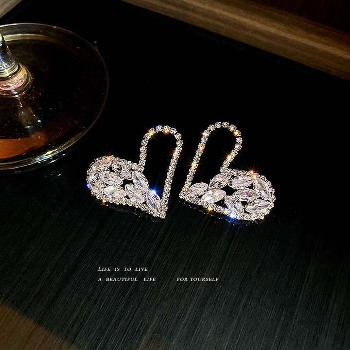 Heart Crystal Earrings Elegant Sparkling Stud Earrings for Women