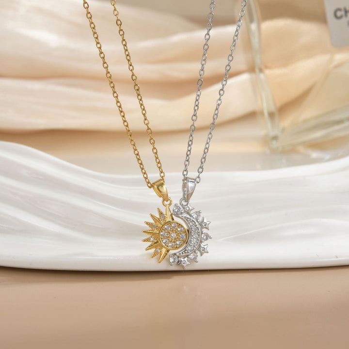 Sun Moon Star Necklace For Couples And Friends Diamond Celestial Pendant