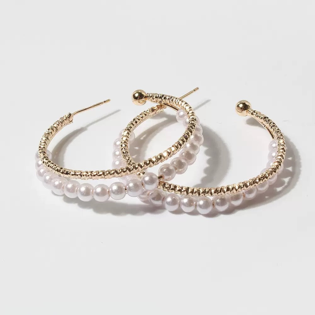 Luxury Vintage Pearl Hoop Earrings