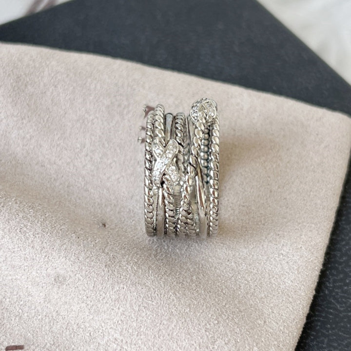 Vintage Multi-Layer Braided Ring for Women