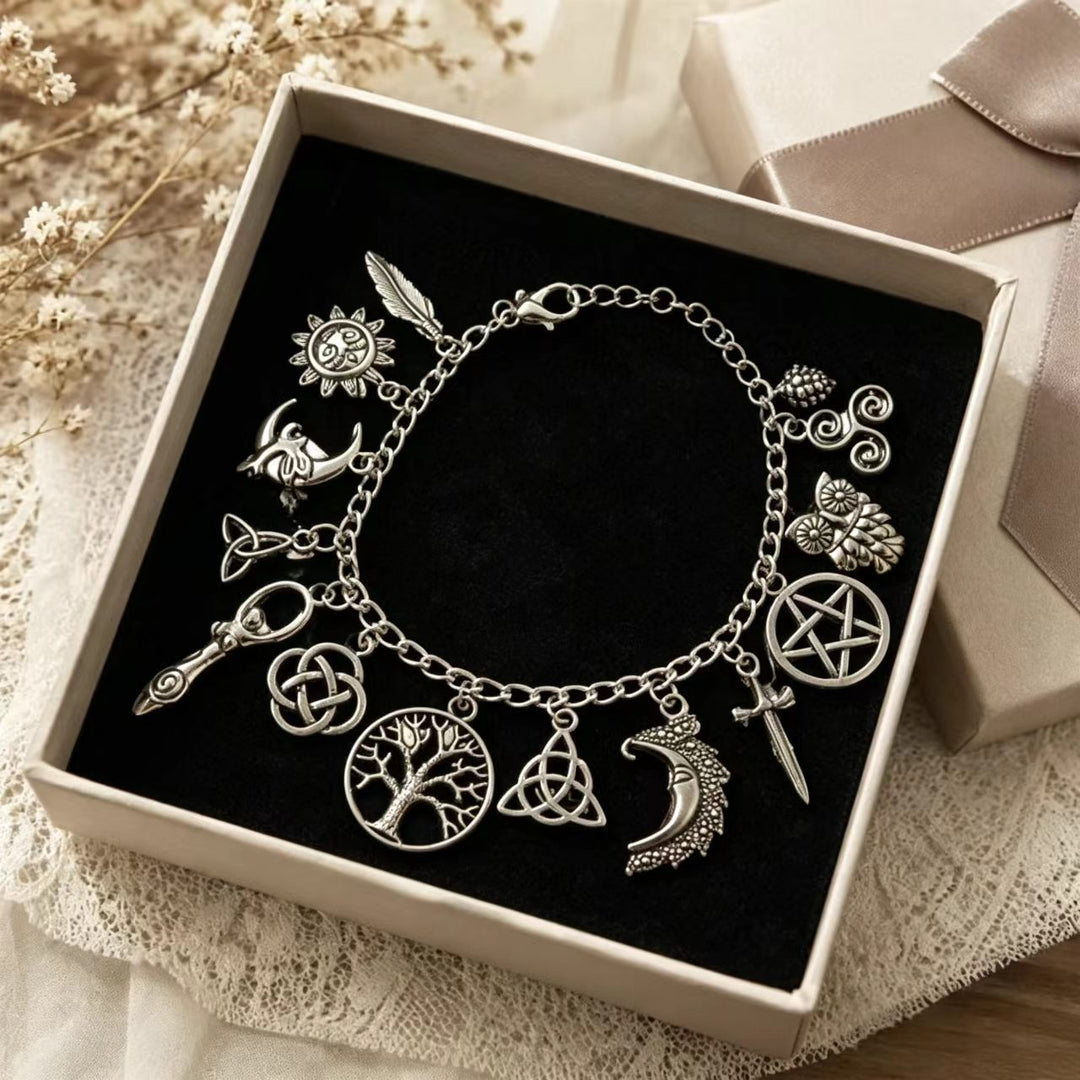 Wiccan Pagan Charm Anklet & Bracelet Sterling Silver Tree of Life Celtic Symbol Jewelry