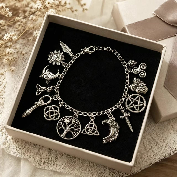 Wiccan Pagan Charm Anklet & Bracelet Sterling Silver Tree of Life Celtic Symbol Jewelry