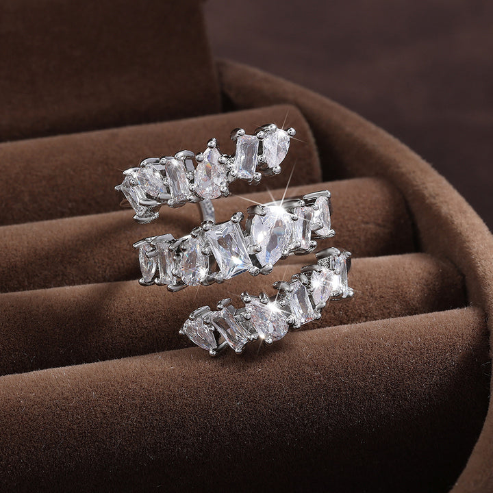 Minimalist Multi-Cut Diamond Open Ring 14K Gold