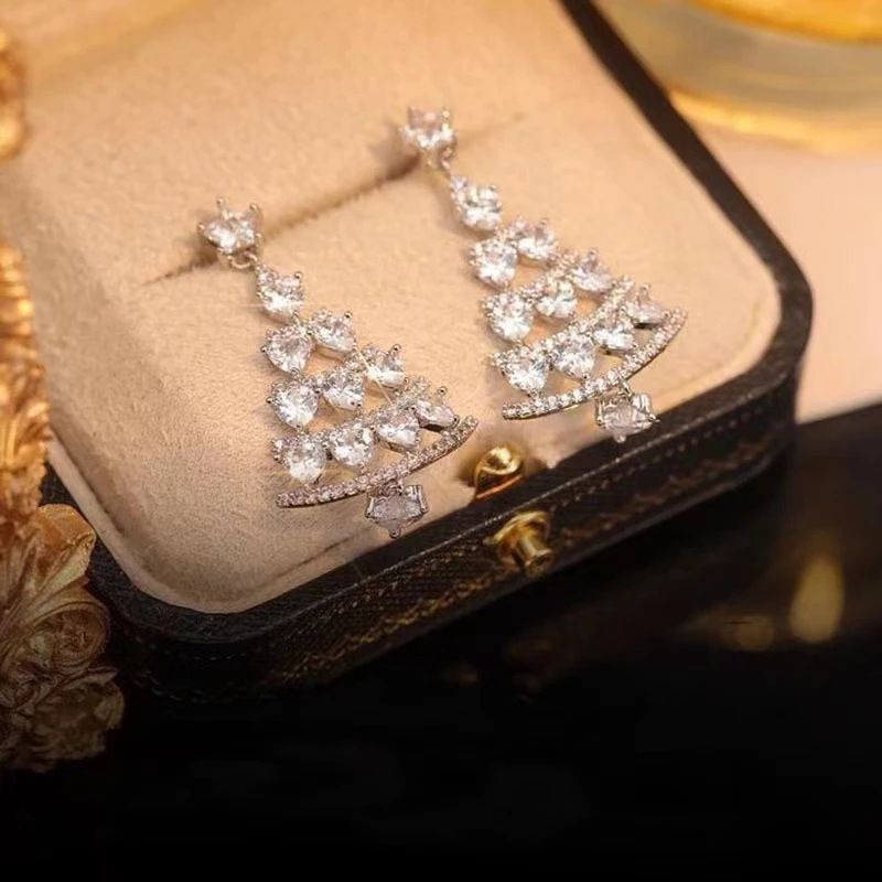 Starlight Christmas Tree Diamond Earrings