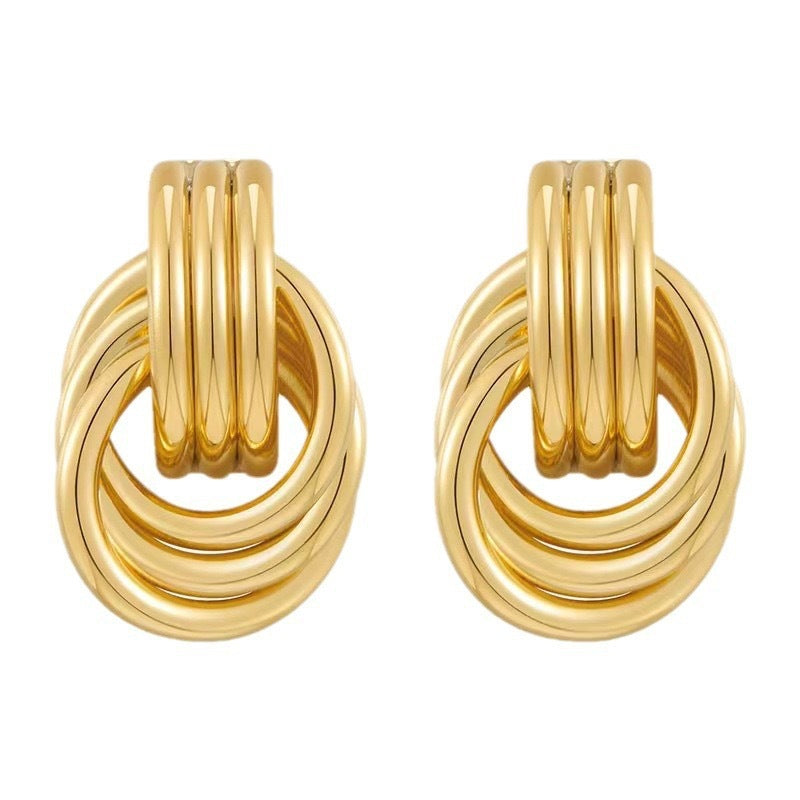 Knot Stud Earrings Minimalist Geometric Hoop Earrings with Sterling Silver Posts