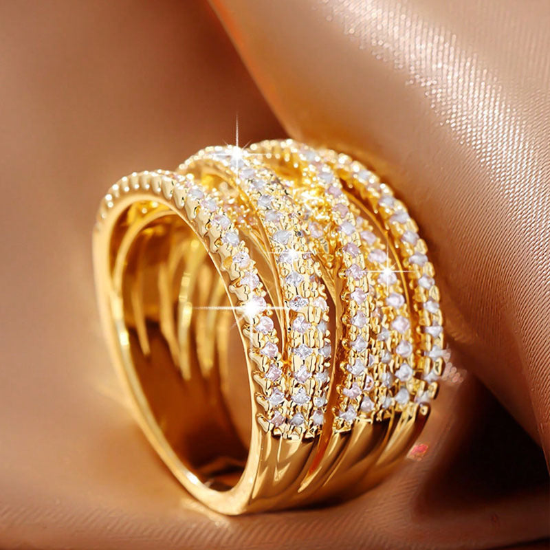 Hip Hop Geometric Multi-Layer Ring | Vintage Fashion Irregular Wrap Statement Ring