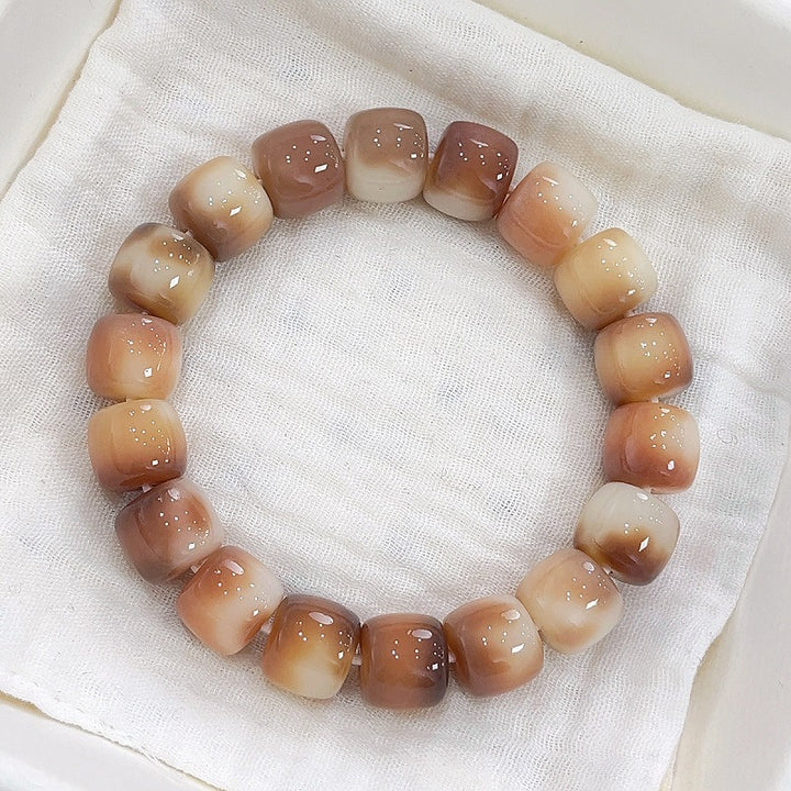 Gradient Square Bead Bodhi Root Bracelet