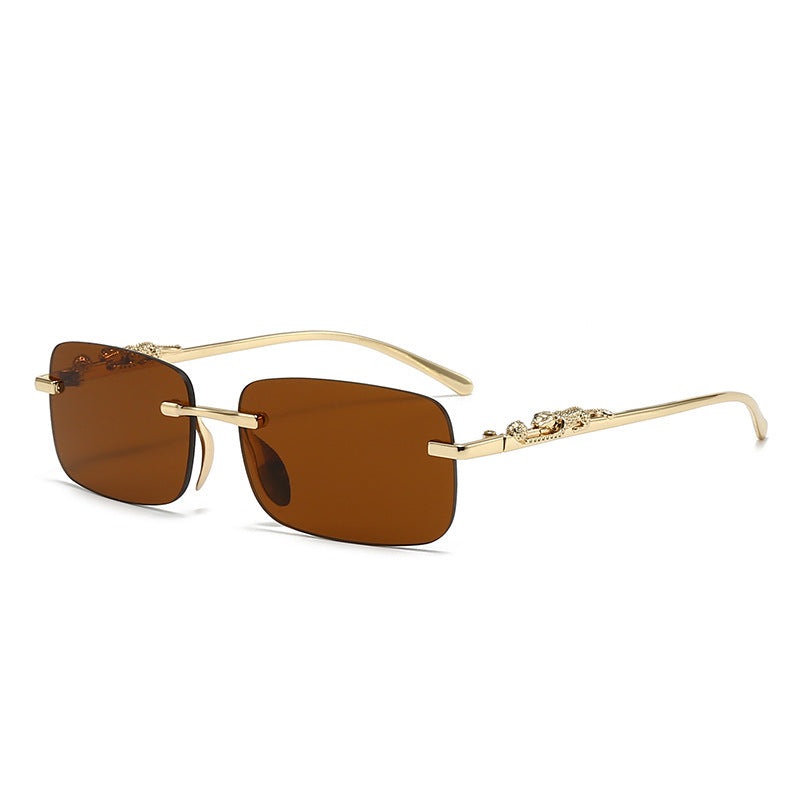 Rimless Leopard Decorative Sunglasses Retro Cut-Edge Sun Glasses