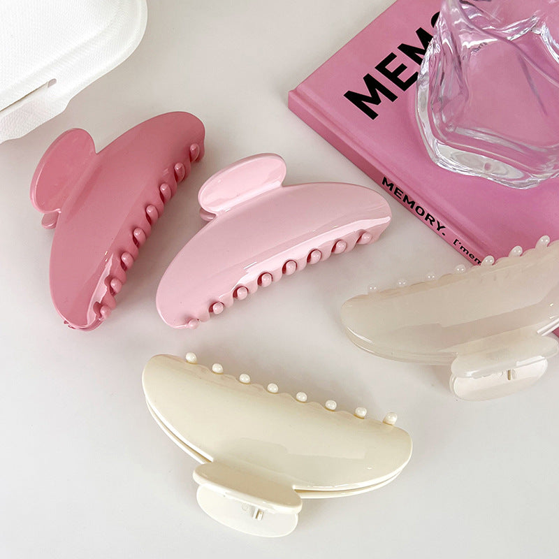 Creamy Acetate Large Hair Claw Clip Sweet Pink Beige Hair Clamp for Women