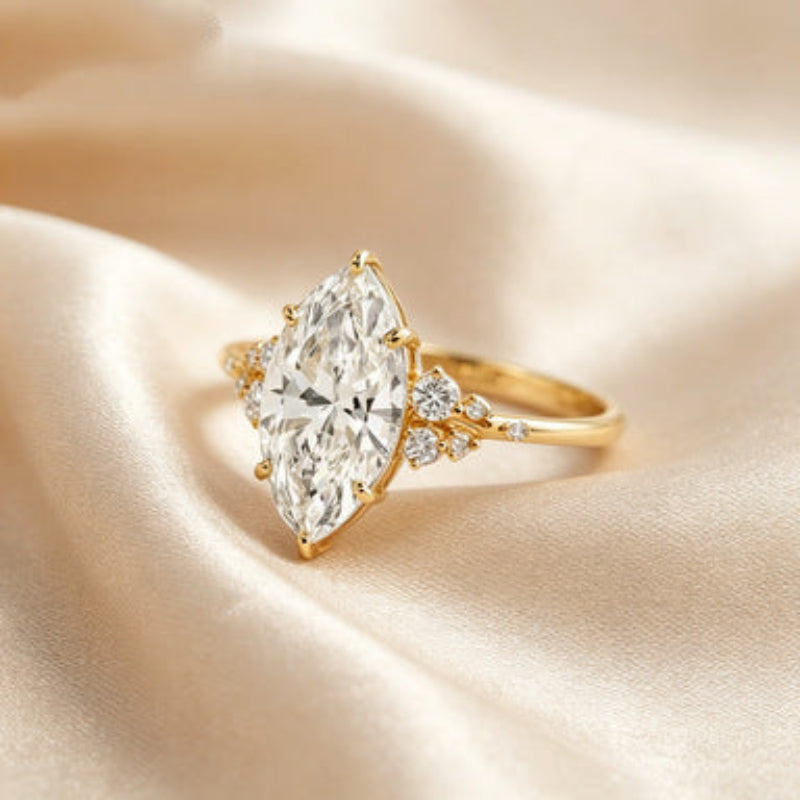 Marquise Cut Diamond Cluster Engagement Ring