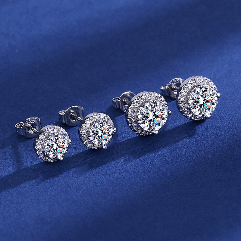 Classic round diamond micro-paved sparkling earrings
