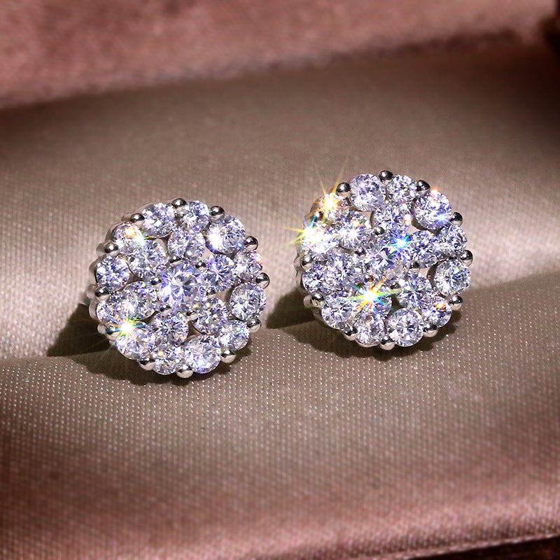 Post Luxury Jewelry Round Cluster Pave Diamond Stud Earrings