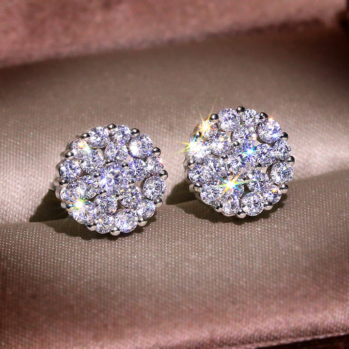 Post Luxury Jewelry Round Cluster Pave Diamond Stud Earrings
