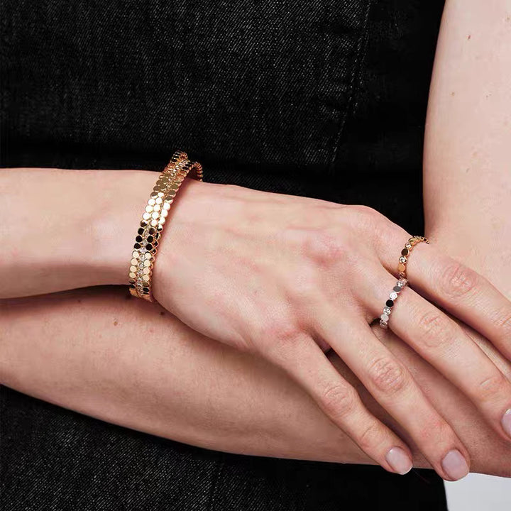 Minimalist Beaded Open Bangle Bracelet Rhinestone Luxury Chain Cuff Fashion Jewelry