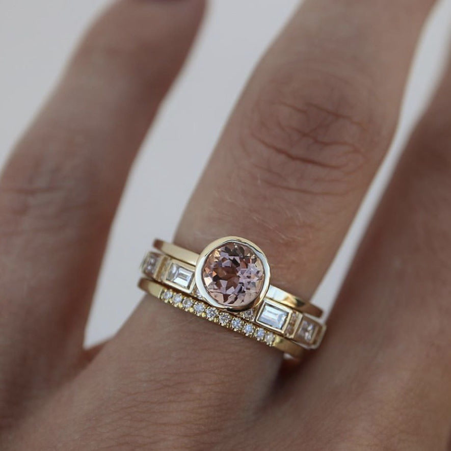 Double-Layer Crystal Ring Elegant Vintage Luxury Women’s Fashion Statement Ring