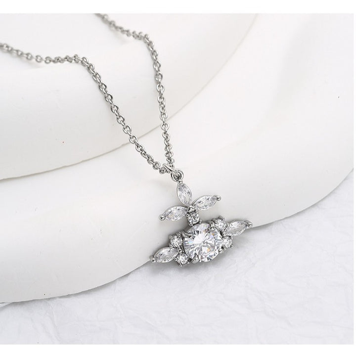 Diamond-Encrusted Saturn Pendant Necklace, Minimalist Collarbone Chain