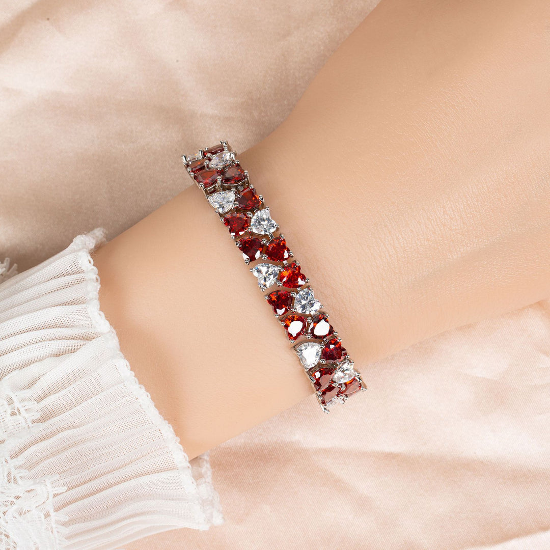 Heart-Shaped Diamond Tennis Bracelet