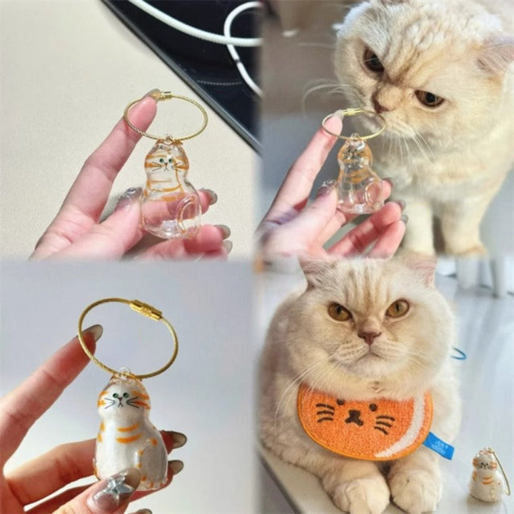 Cute Transparent Cat Keychain Cartoon Kitty Bag Charm Pendant