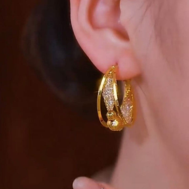 Layered Hoop Earrings with Sparkling Crystal Accents
