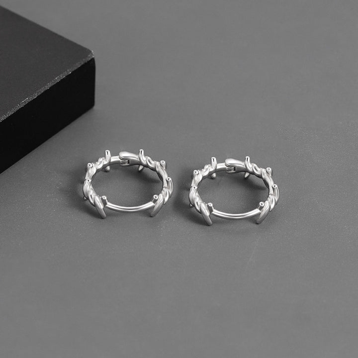 Barbed Wire Hoop Earrings, Minimalist Edgy Huggie Earrings