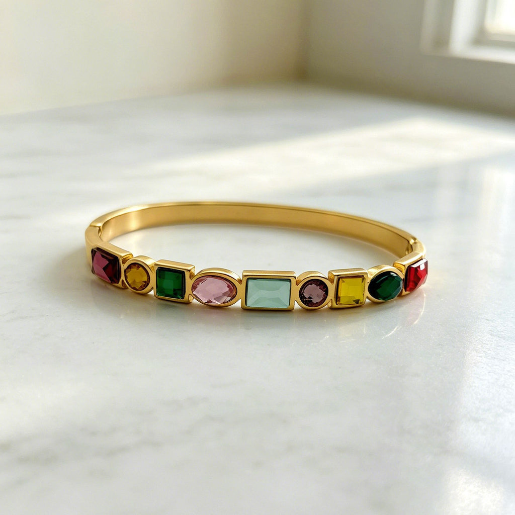 Luxury Multicolor Gemstone Bangle Set