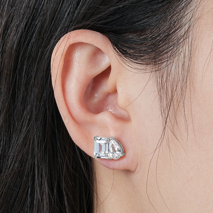 Minimalist Toi et Moi Diamond Stud Earrings S925 Silver