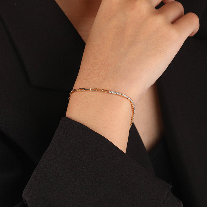 Two-Tone Cubic Diamond Chain Bracelet