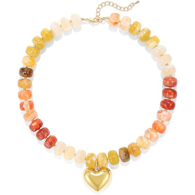 Minimalist Beaded Heart Choker Necklace