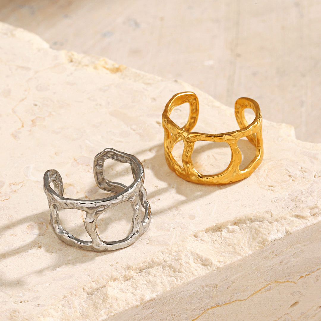 Hammered Hollow Open Ring