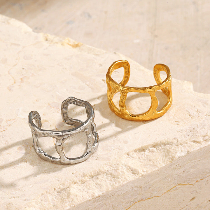Hammered Hollow Open Ring