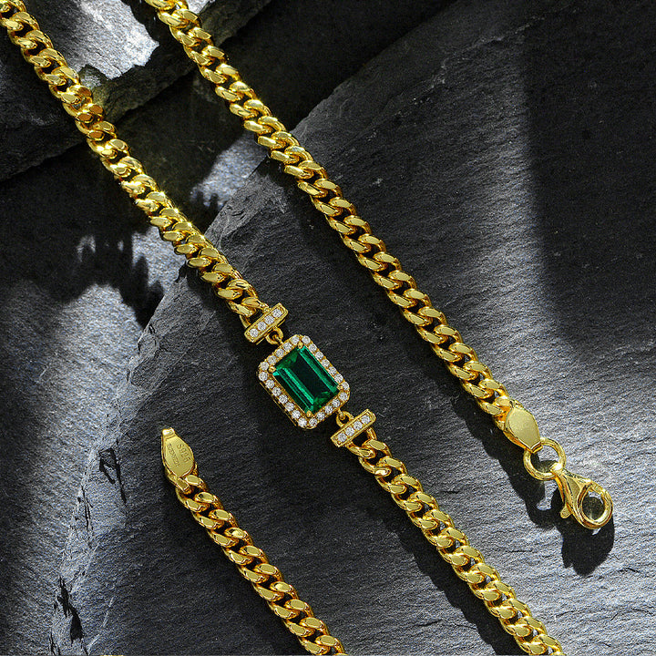 Emerald-Cut Halo Cuban Link Choker (Luxury Bold Statement Style)