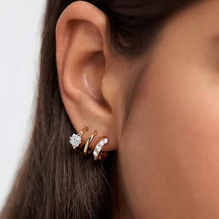 Triple Hoop Ear Cuff Earrings Sterling Silver Post
