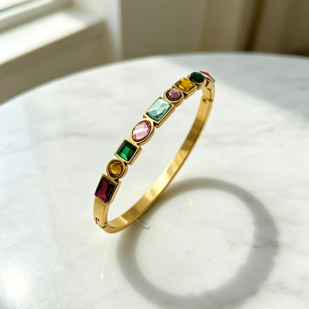 Luxury Multicolor Gemstone Bangle Set