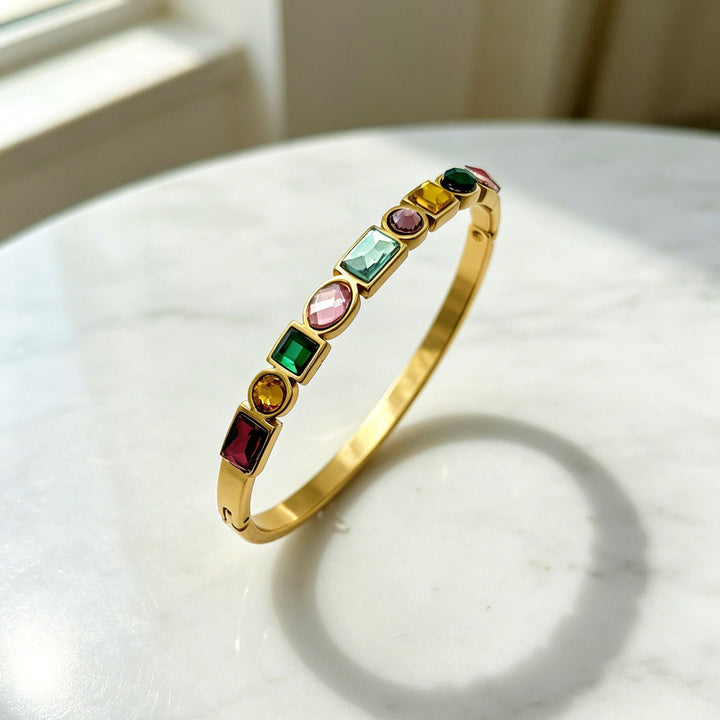 Luxury Multicolor Gemstone Bangle Set